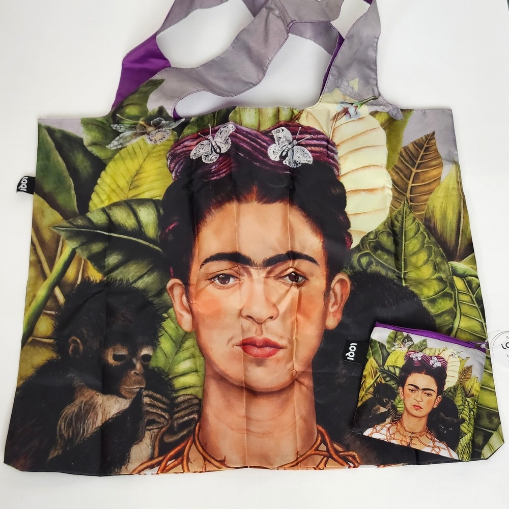 NWT Frida Kahlo Collapsible Bag Zipper Pouch LOQI Museum Collection Artist Boho